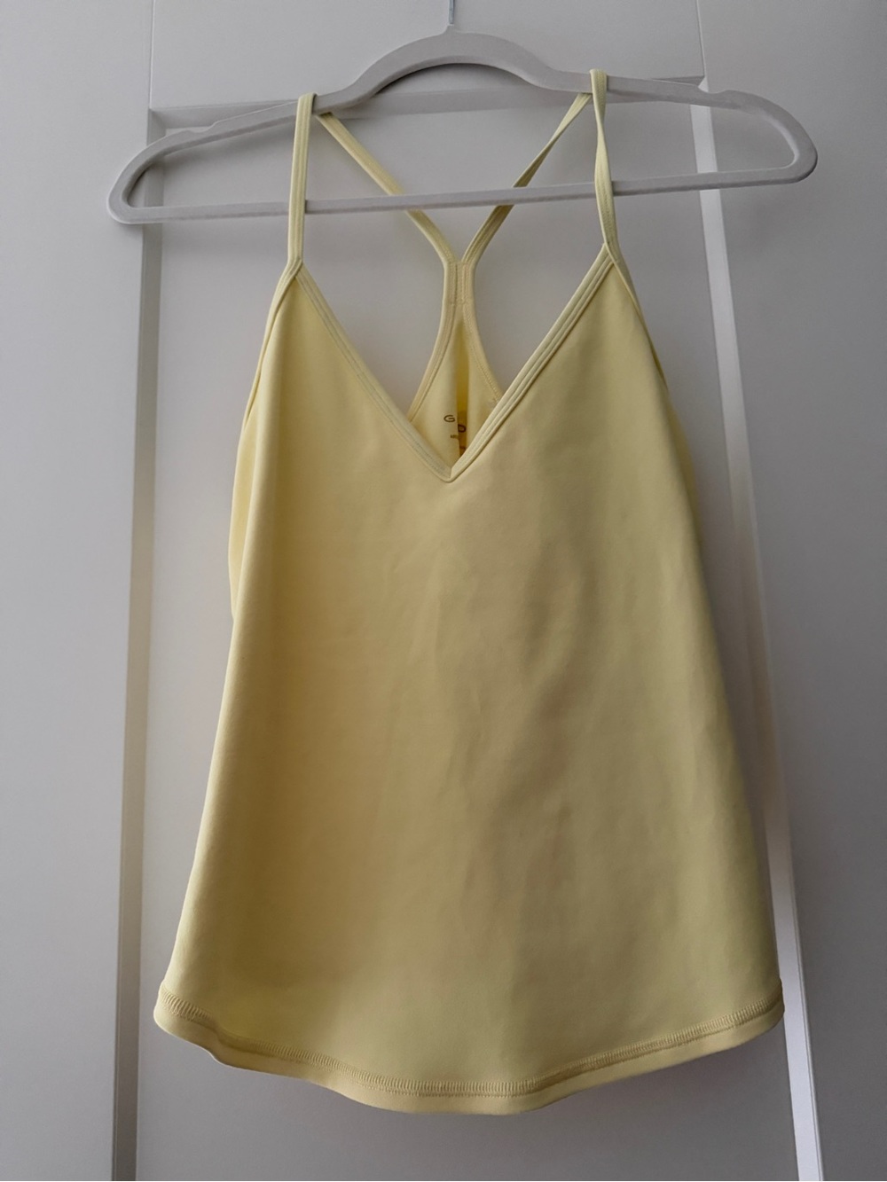 Aritzia Pale Yellow V-Neck Strappy Tank